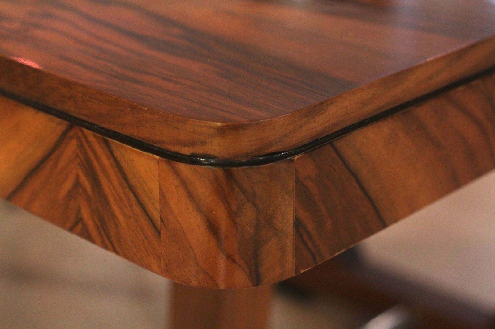 Expandable Art Deco Dining Table, Amazing Walnut Veneer, France, Circa 1930 photo vinterior