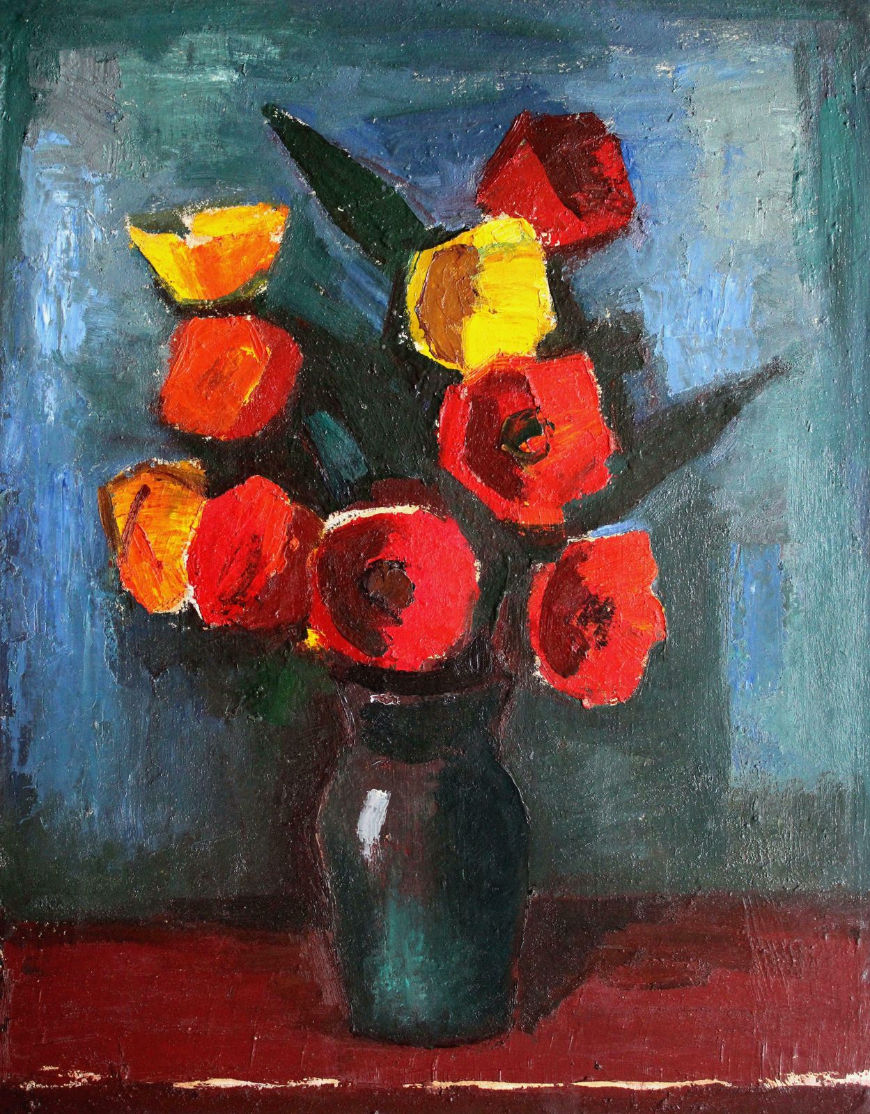 Aleksandr Rodin Flowers. Oil On Cardboard, 71.5x56 Cm