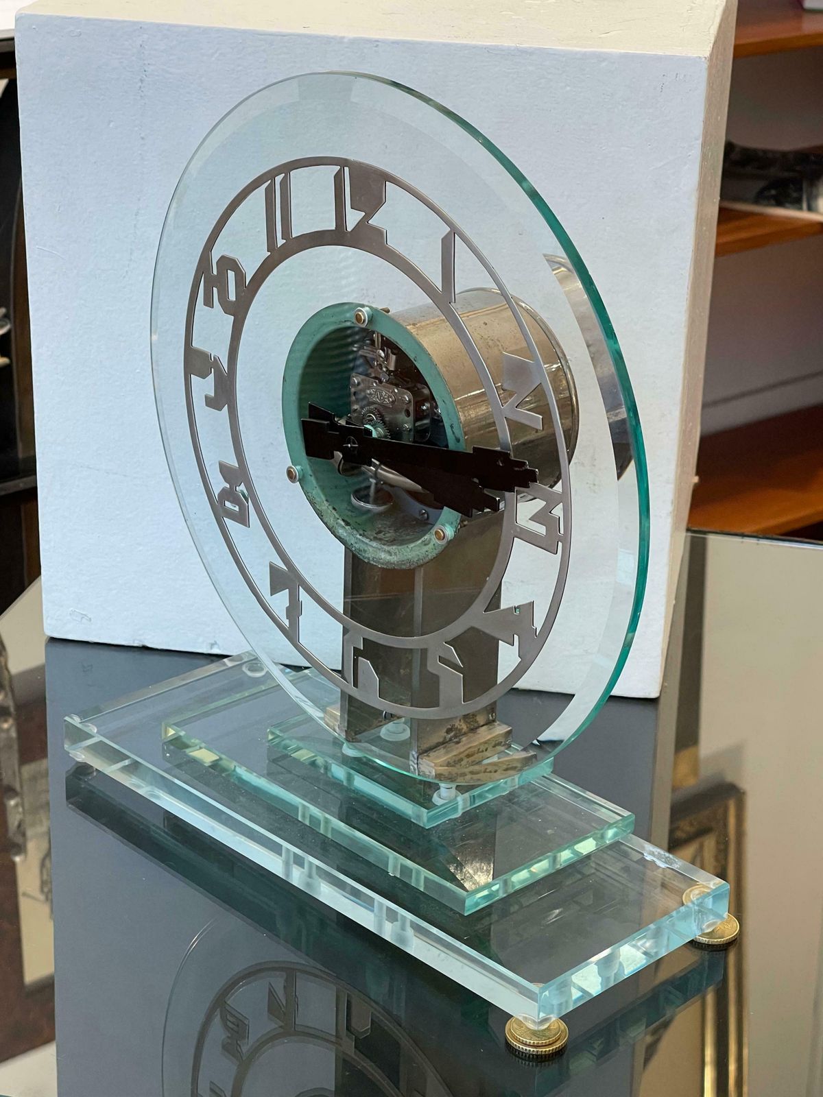 Beautiful Ato Glass Transparent Electric Pendulum, Art Deco, France, Circa 1930 photo vinterior