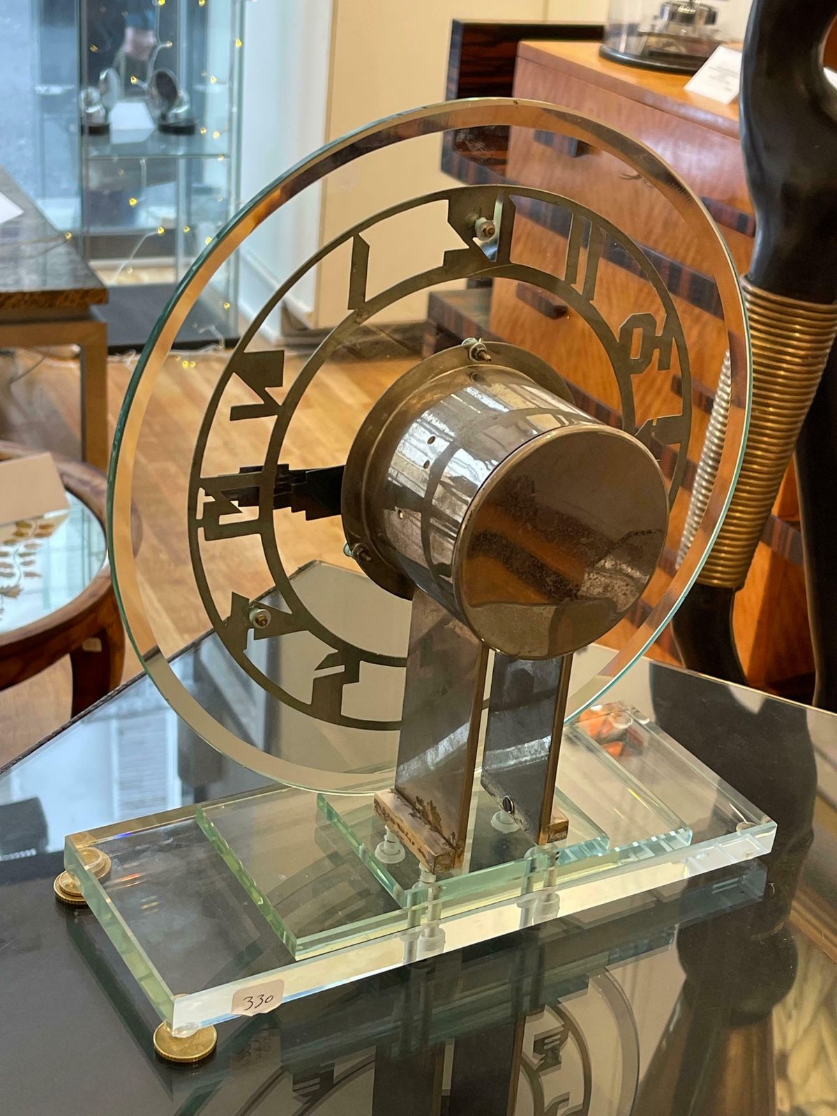 photo furniture Beautiful Ato Glass Transparent Electric Pendulum, Art Deco, France, Circa 1930