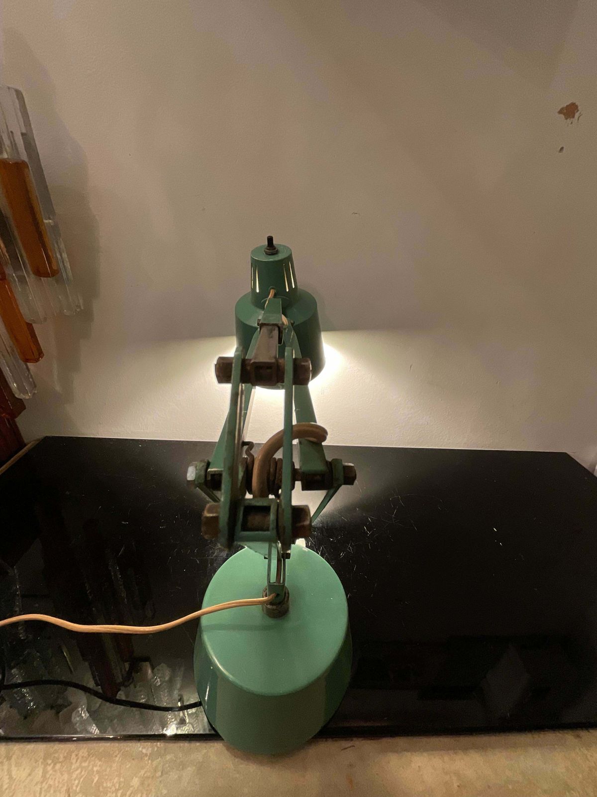 Lighting Stilux   1950s Industrial Table Lamp   Green Enameled Metal photo