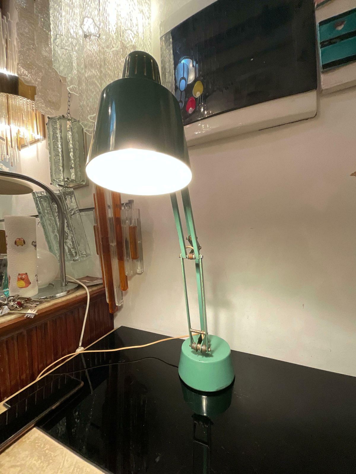 photo vinterior Stilux   1950s Industrial Table Lamp   Green Enameled Metal