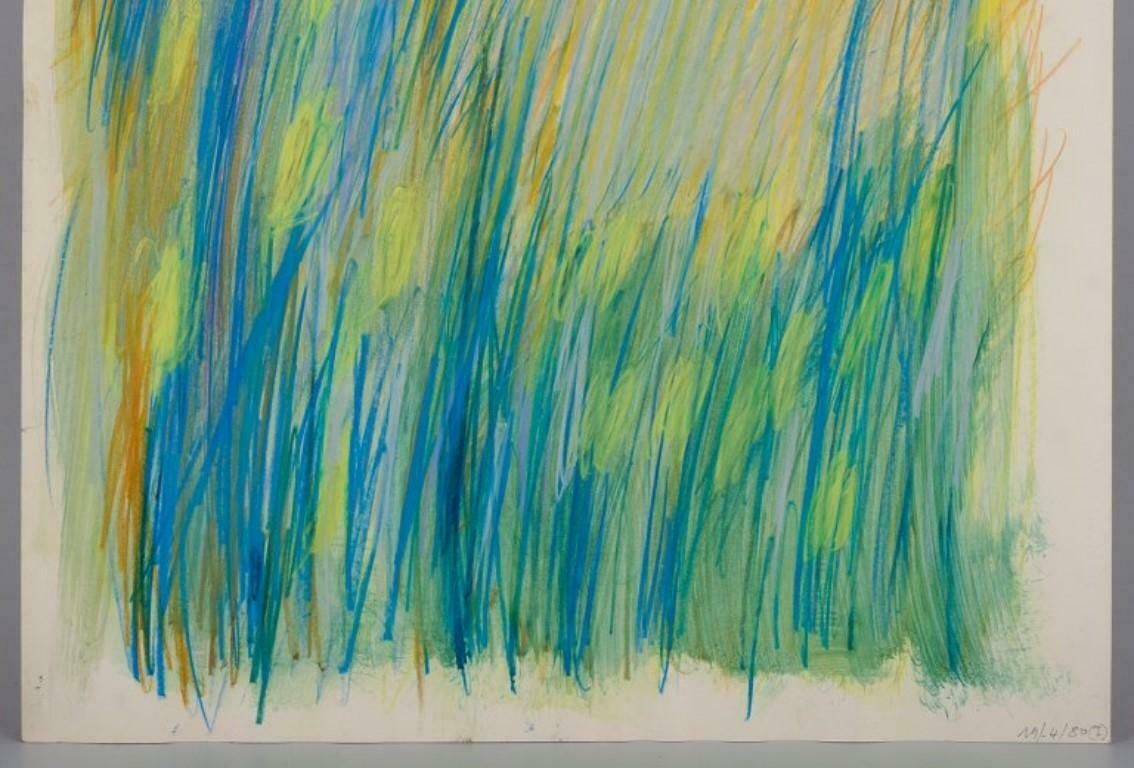 Monique Beucher. French Artist. Mixed Media On Paper. Abstract Composition 1980 photo Art