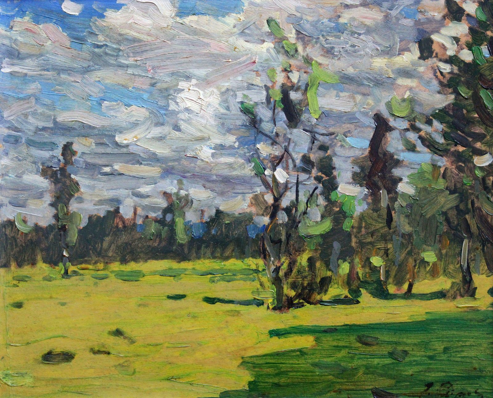 Janis Pupols Spring Sunny Day. Cardboard, Oil, 29. 5 X 36 Cm