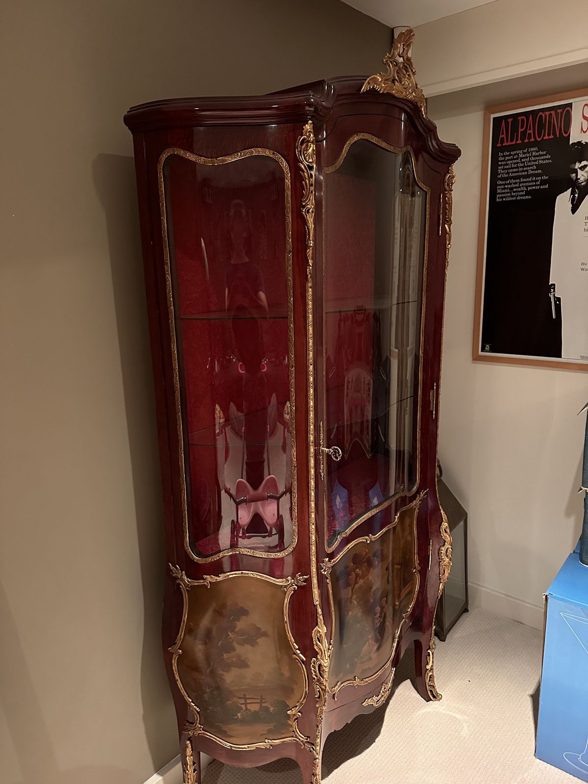French Louis Antique XV Glass Cabinet