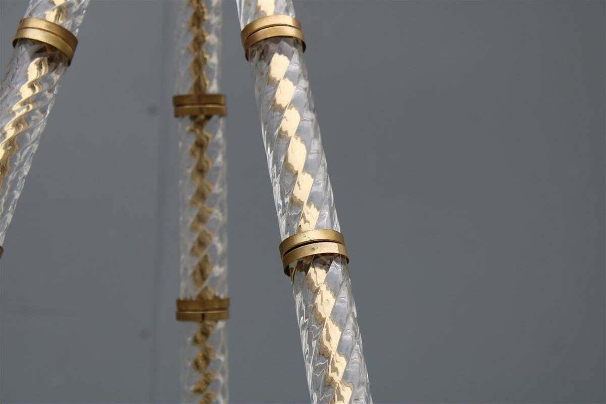 photo vinterior Round Italian Flowered Chandelier From The 70s In Murano Glass. Brass Parts With Golden Plate