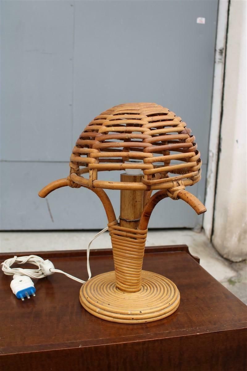 1960s Italian Bamboo Mushroom Bedside Lamp photo furniture