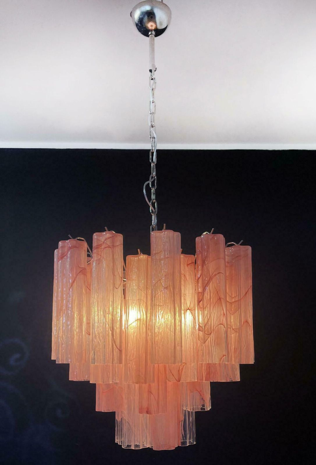 Trio Murano Glass Tronchi Chandeliers, Pink Alabaster photo buy