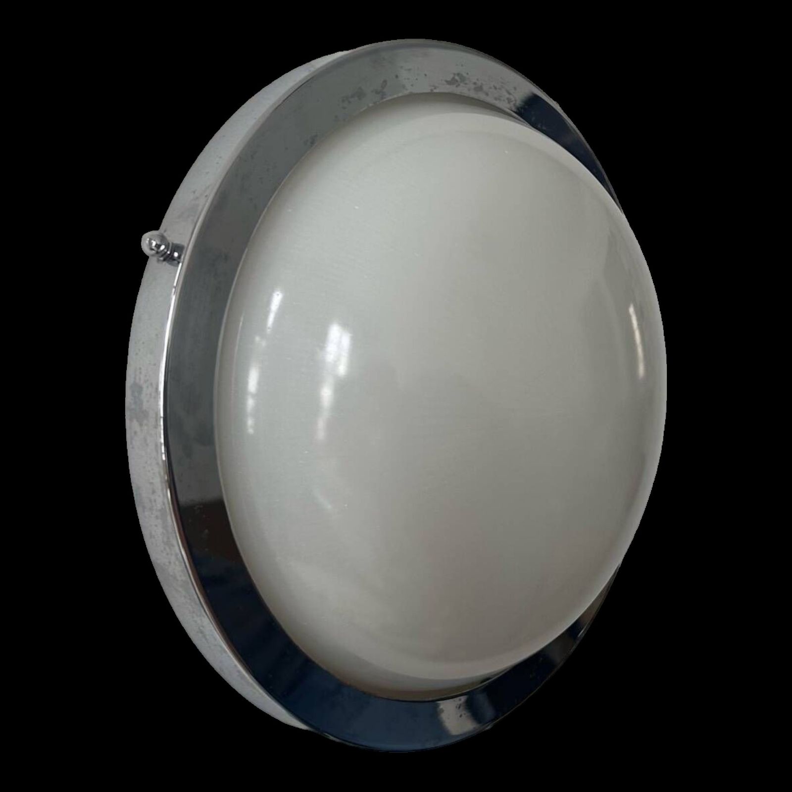 Vintage Modernist Perzel Wall Lamp, Chrome And Holophane Glass, France 1930 photo furniture