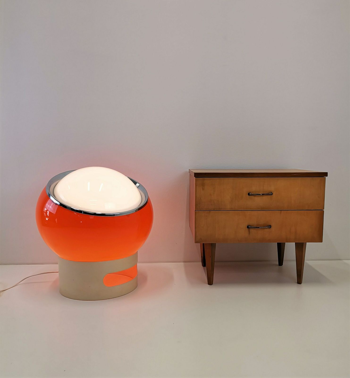 Rare Vintage Meblo Guzzini Clan Orange Floor Lamp / Space Age Italian Design / Made In Yugoslavia 70s 80s / Table Lamp photo for sale
