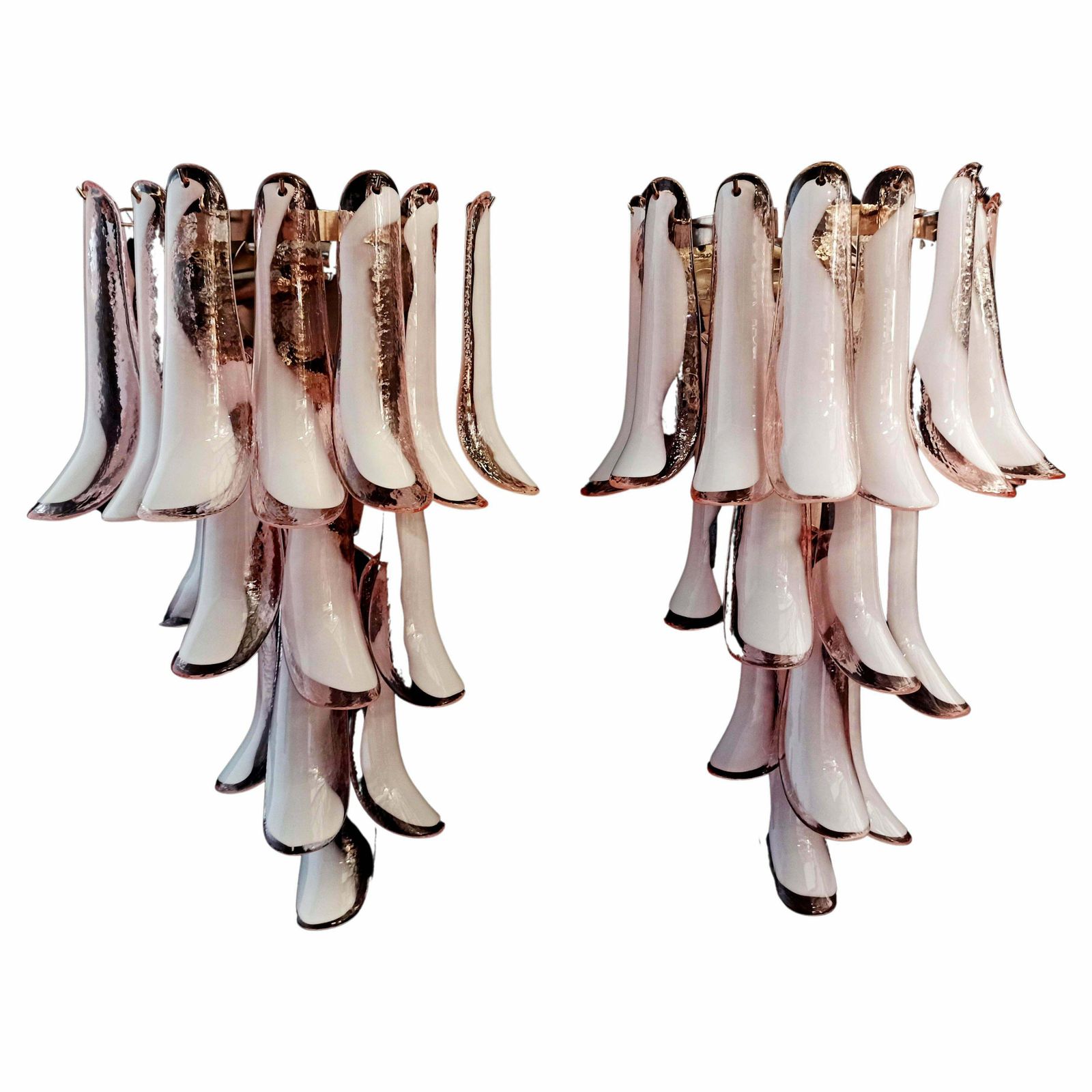 Midcentury Trio Of Italian Pink Wall Sconces, Murano, 1990s photo for sale
