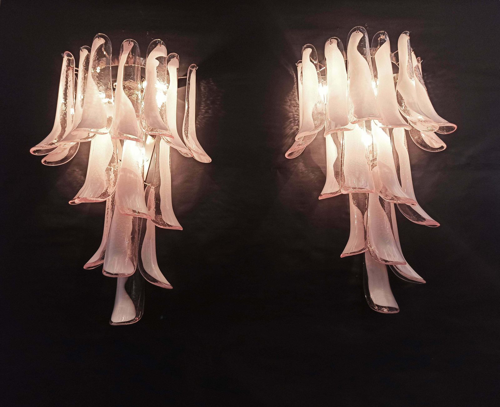 photo furniture Midcentury Trio Of Italian Pink Wall Sconces, Murano, 1990s
