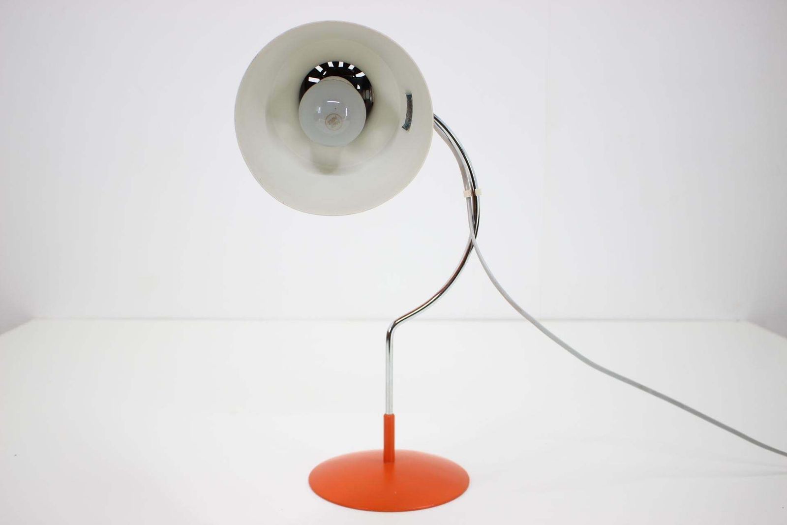 1960s Pair Of Josef Hurka Orange Red Desk Lamps, Czechoslovakia photo for sale