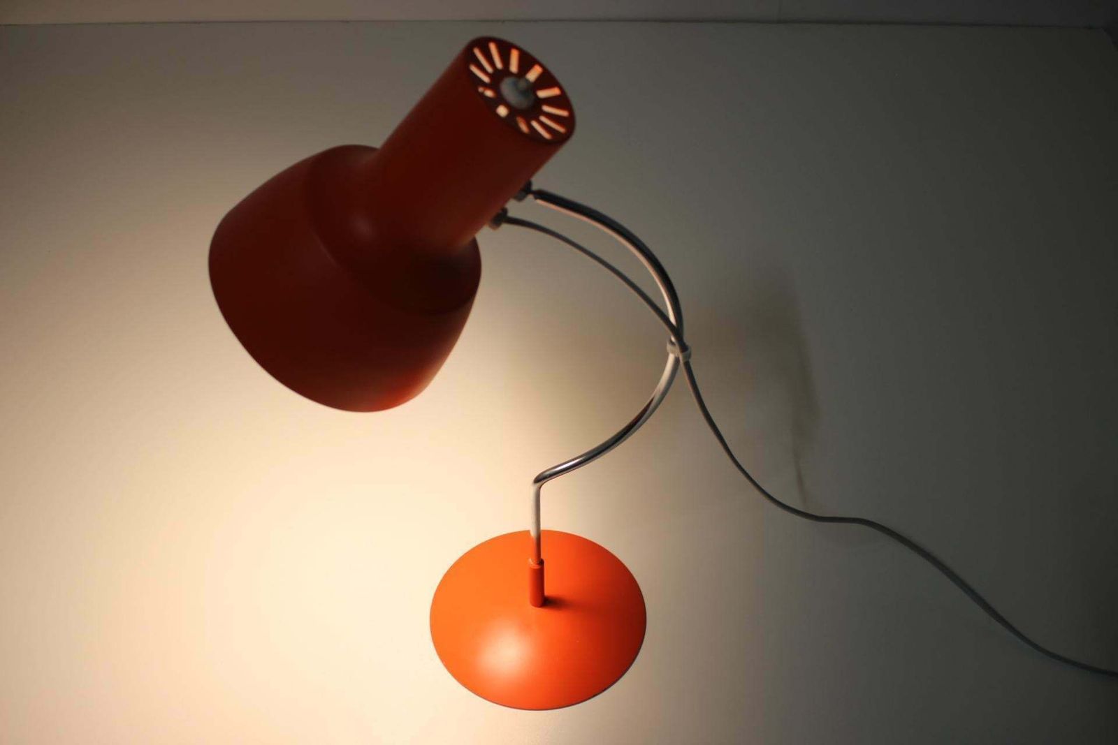 Lighting 1960s Pair Of Josef Hurka Orange Red Desk Lamps, Czechoslovakia photo