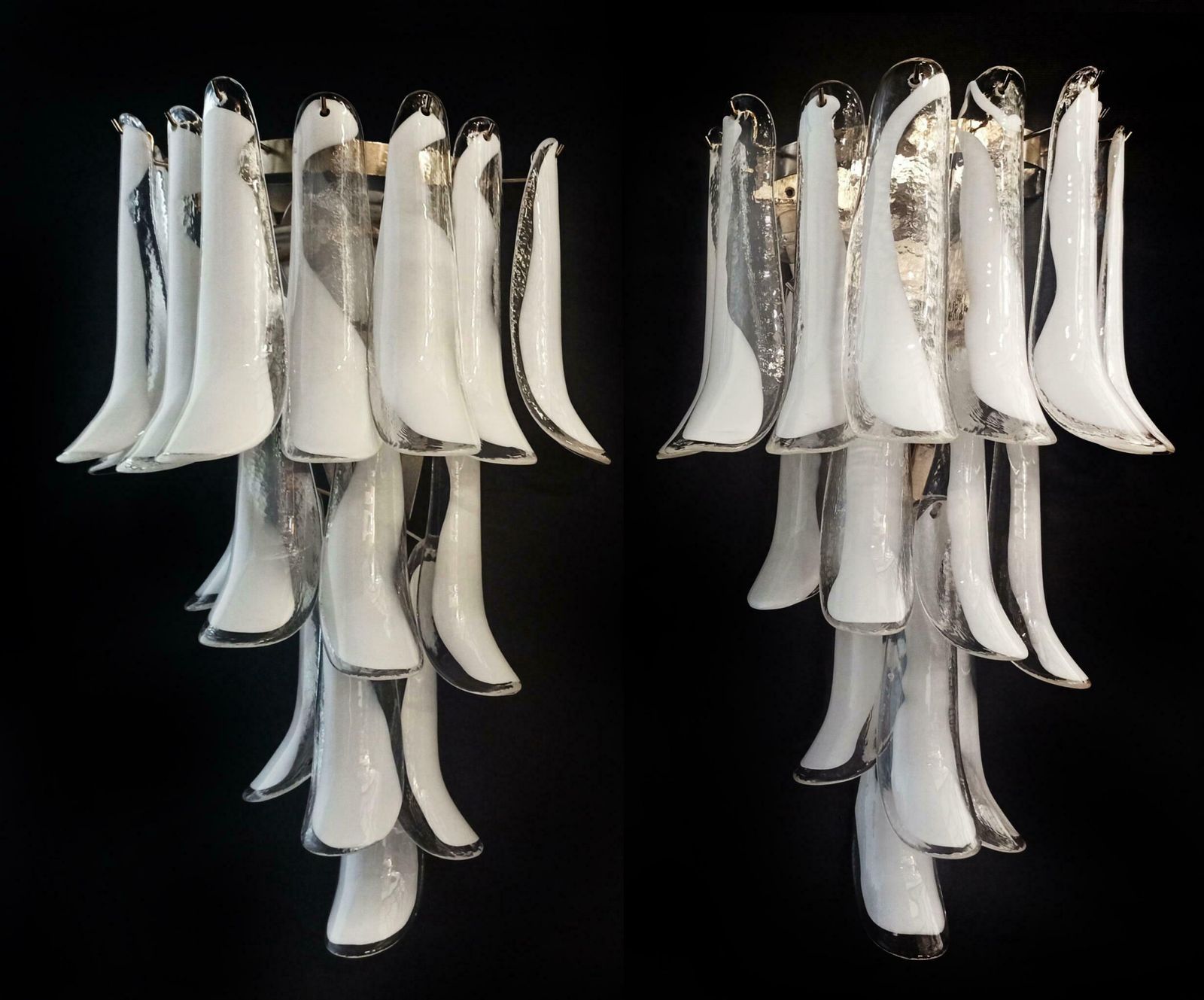 Set Four Of Italian Petal Murano Sconces, Mazzega Style photo vintage