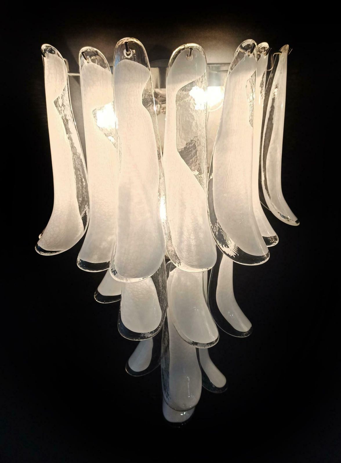 Lighting Set Four Of Italian Petal Murano Sconces, Mazzega Style photo