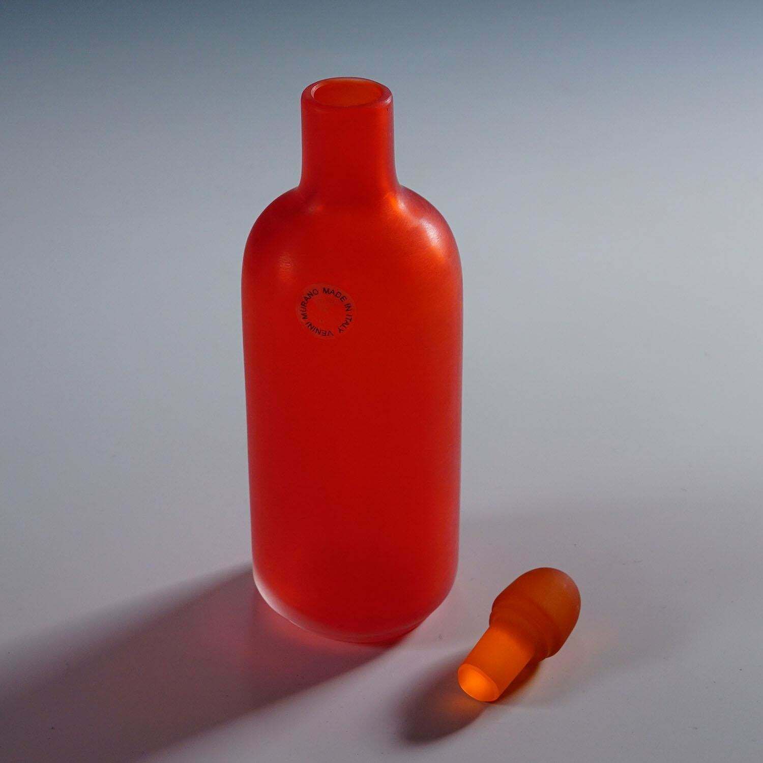 Paolo Venini Inciso Glass Bottle Manufactured By Venini 1990s photo vinterior