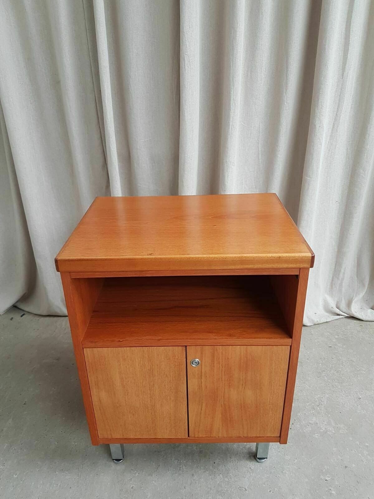 photo for sale Vtg Mid Century Teak Side Bedside Media Office Cabinet Cupboard Retro