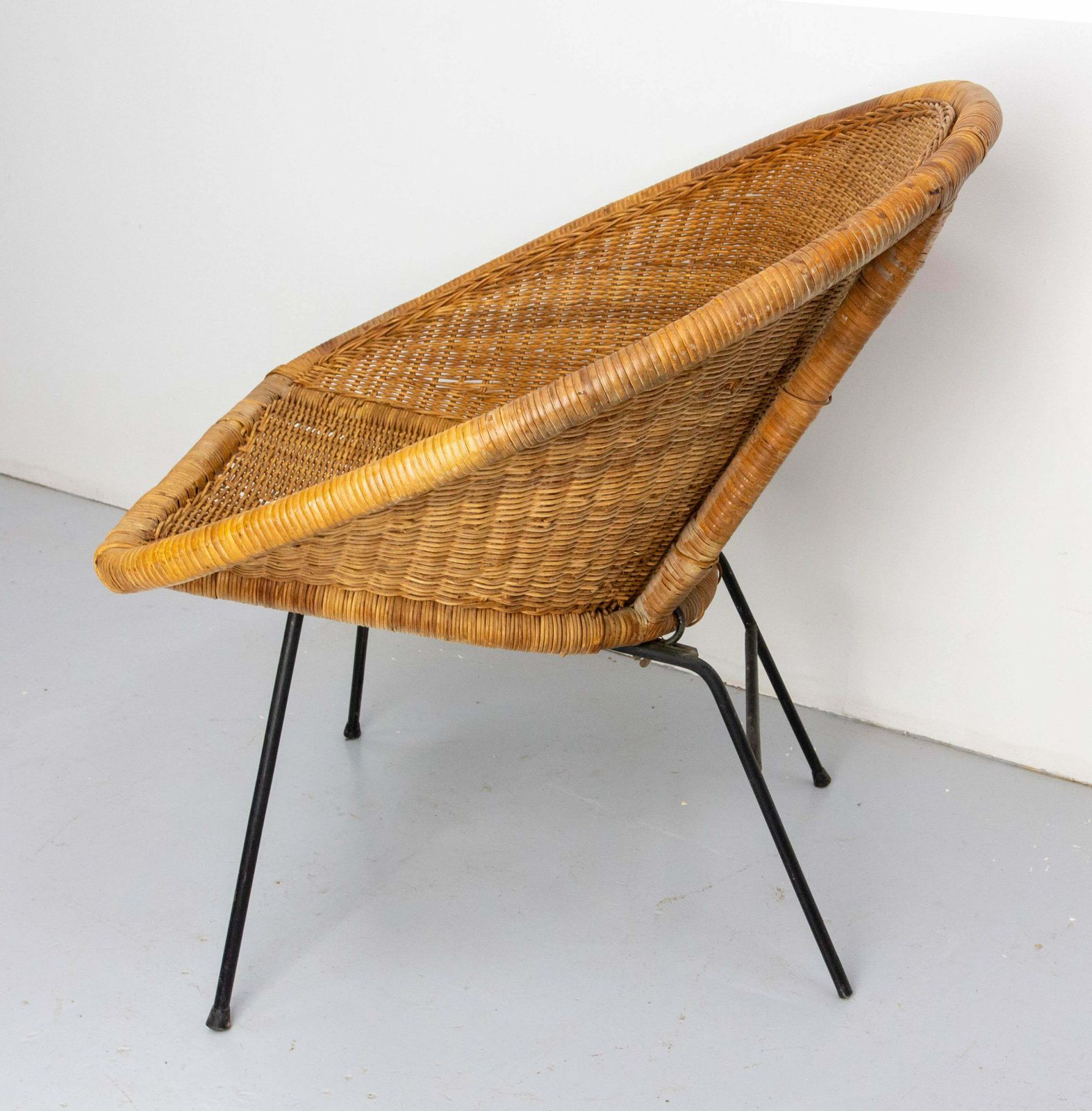 Wicker Shell Armchair On Metal Base French, Circa 1960 photo 637.0