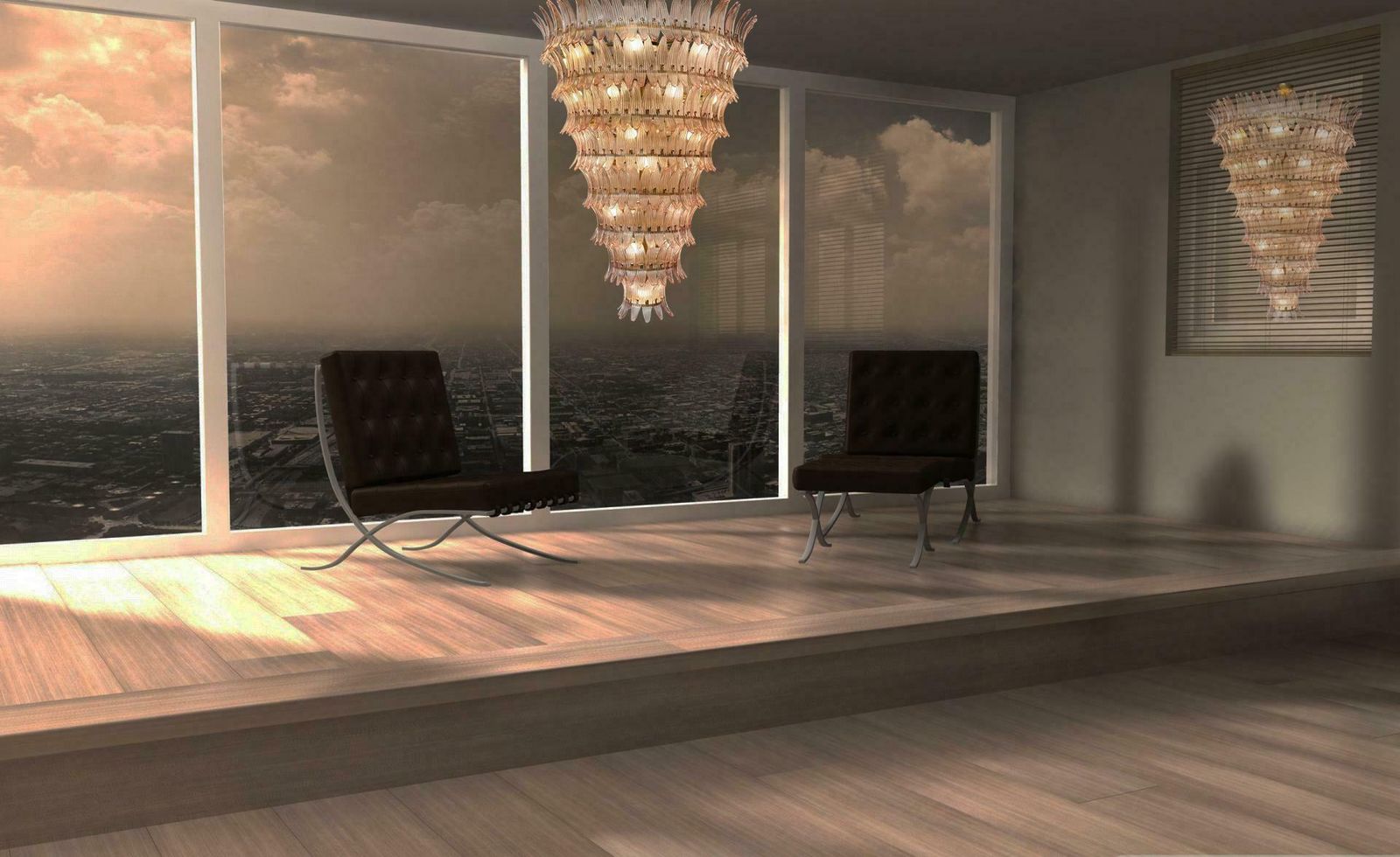 Giant Royal Pink Palmette Chandelier, Murano photo 15714.0