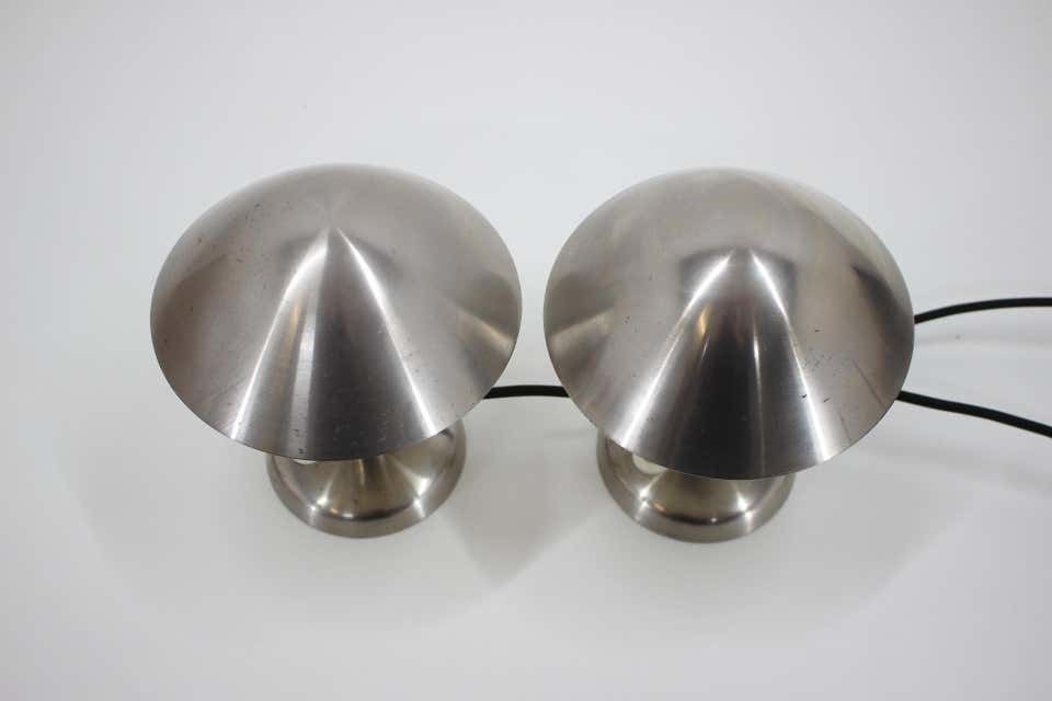 1930s Pair Of Chrome Plated Bauhous Lamps, Czechoslovakia photo furniture