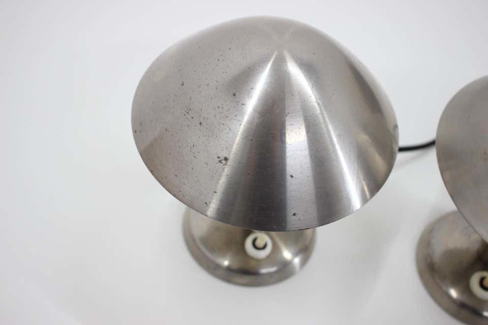 photo for sale 1930s Pair Of Chrome Plated Bauhous Lamps, Czechoslovakia