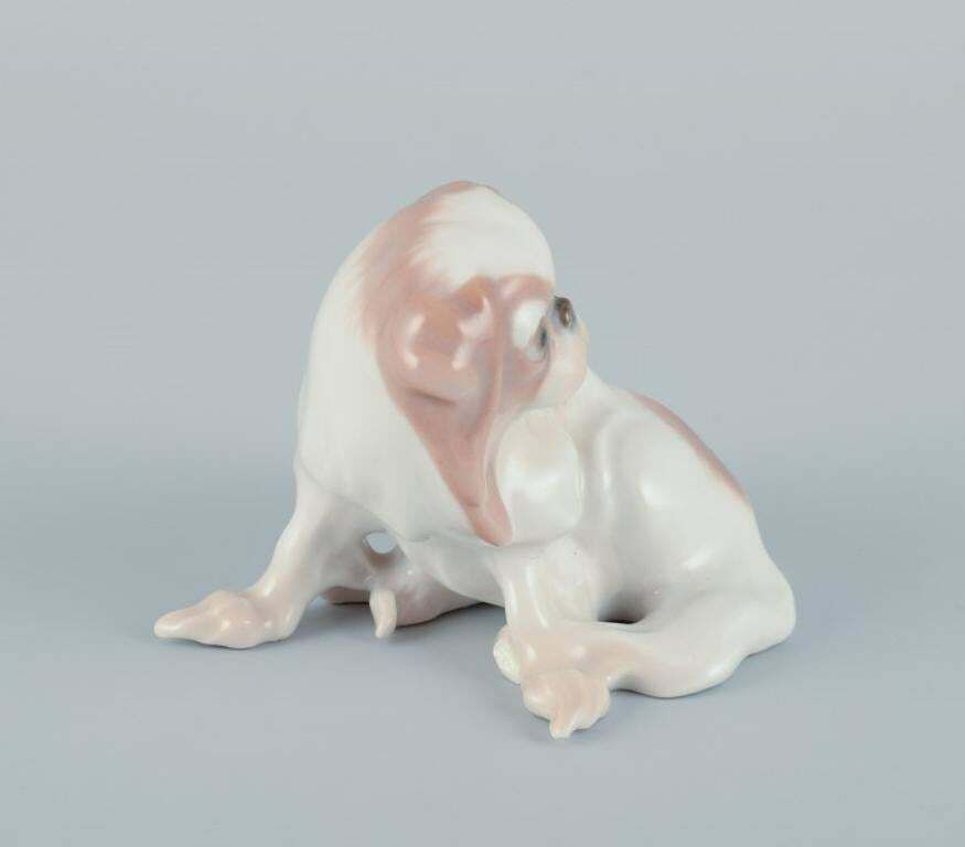 Dahl Jensen For Bing & Grøndahl. Small Porcelain Figurine Of A Pekingese Dog. photo furniture