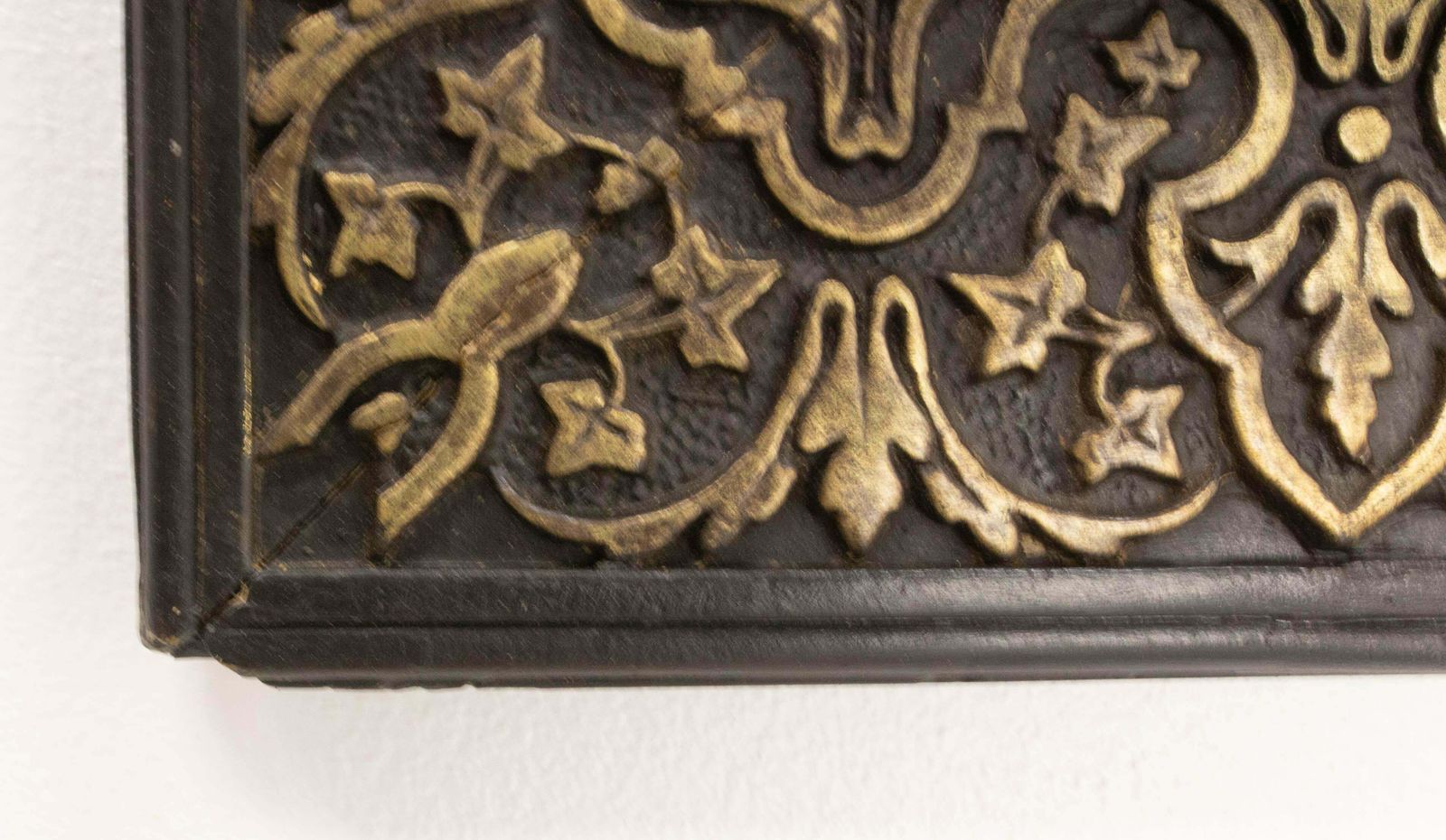 French Stucco & Wood Napoleon III Wall Mirror Golden & Black Oriental St, C 1880 photo for sale