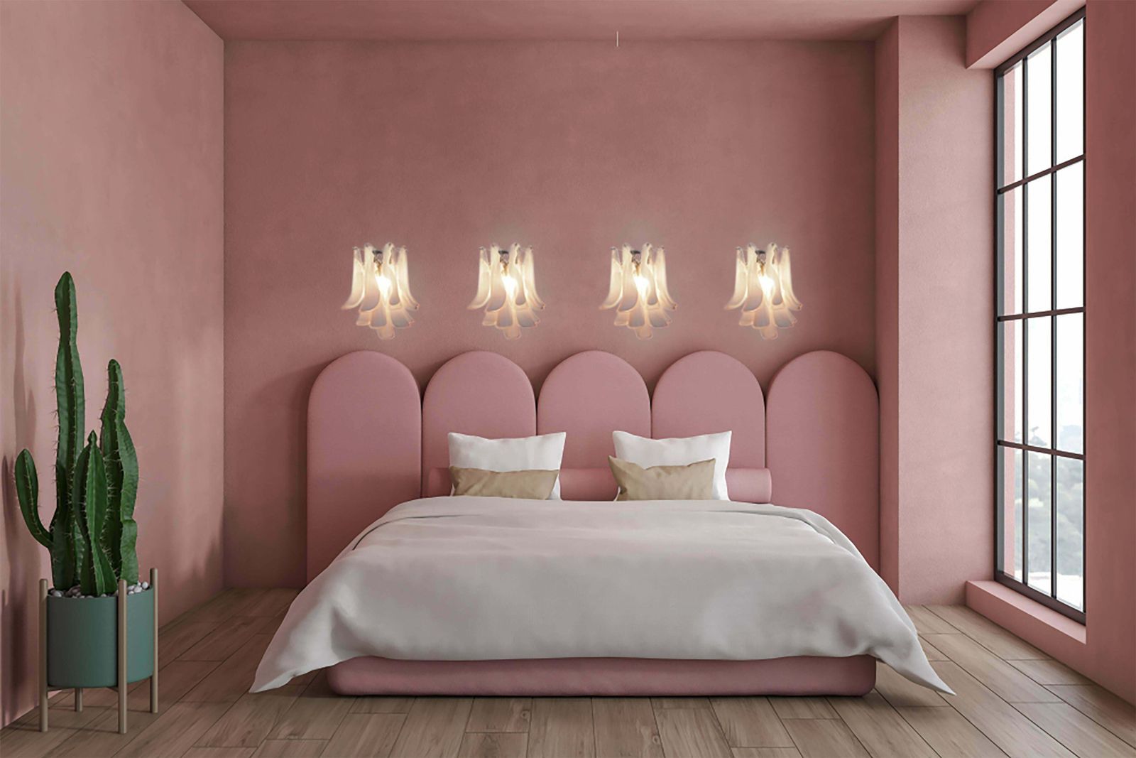 Set Four Of Italian Petal Murano Sconces, Mazzega Style photo furniture