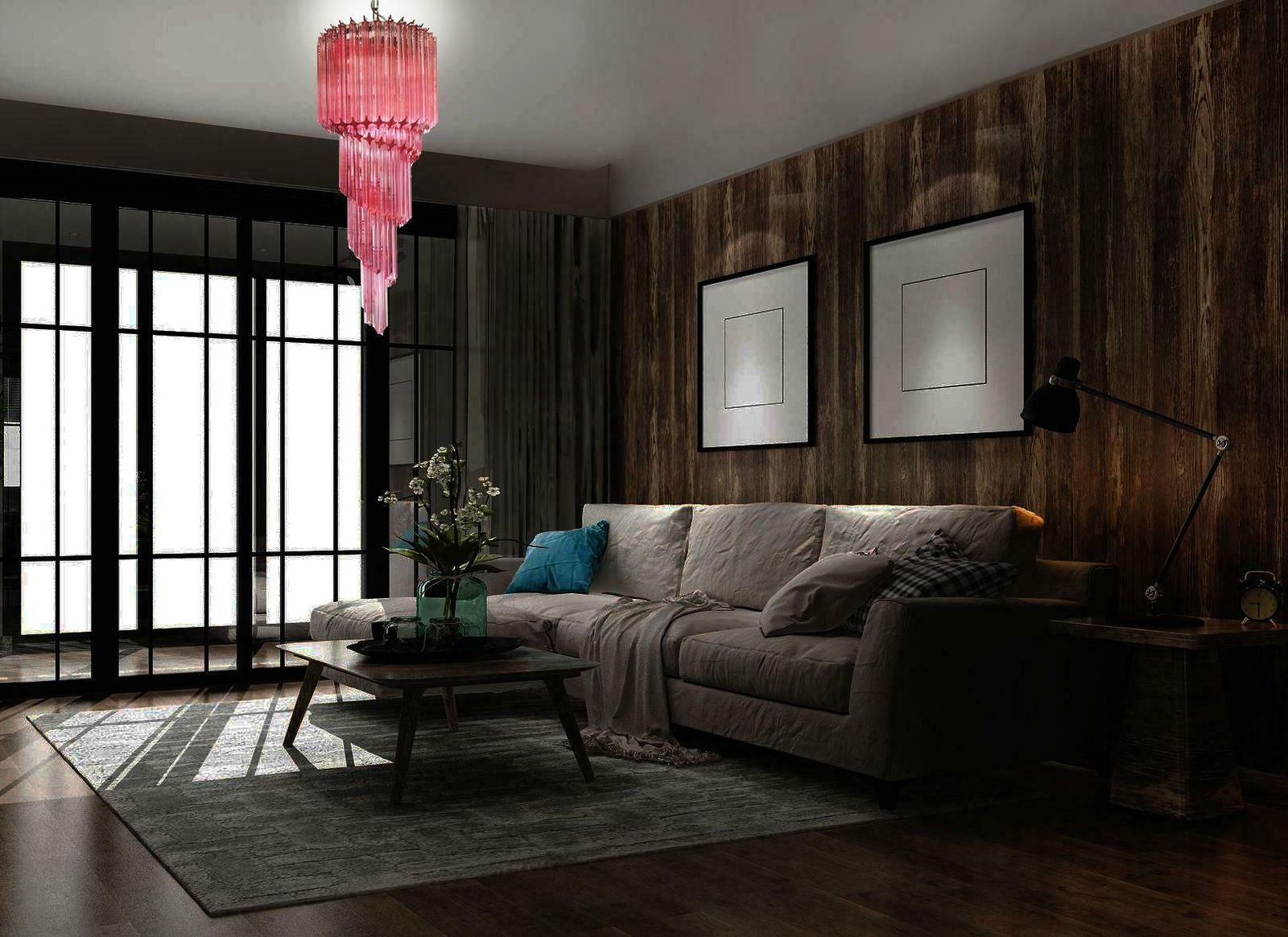 Murano Chandeliers Crystal Pink Prism, Murano photo vintage