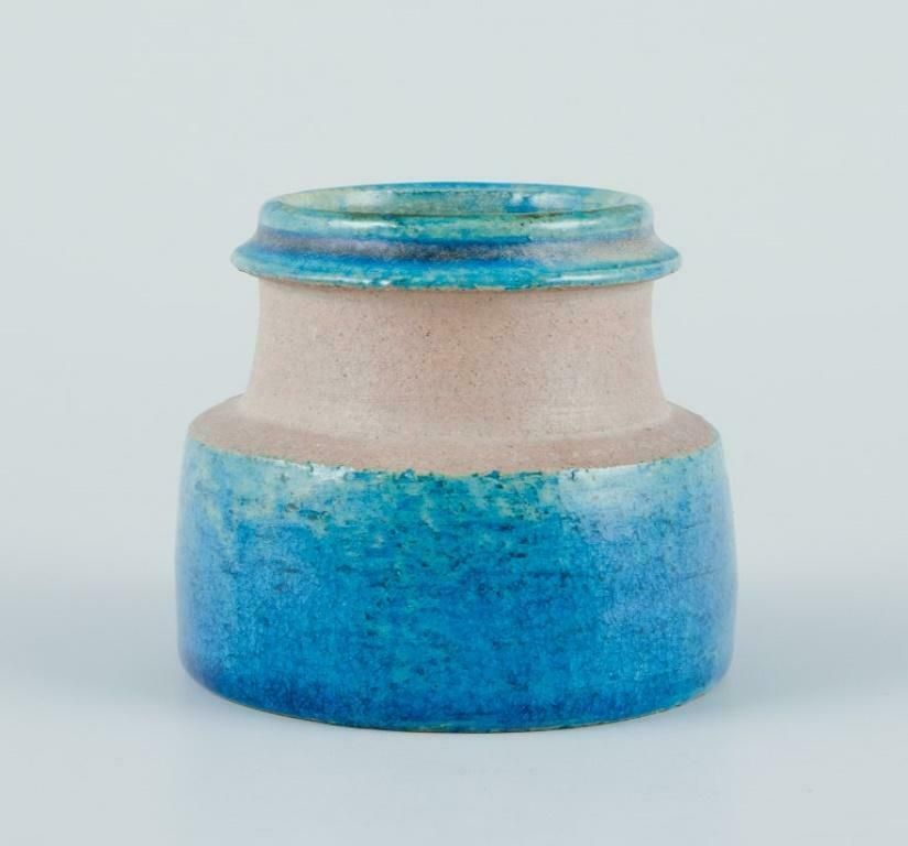 Nils Kähler For Kähler. Small Ceramic Bowl And Small Vase With Turquoise Glaze. photo Home Decor