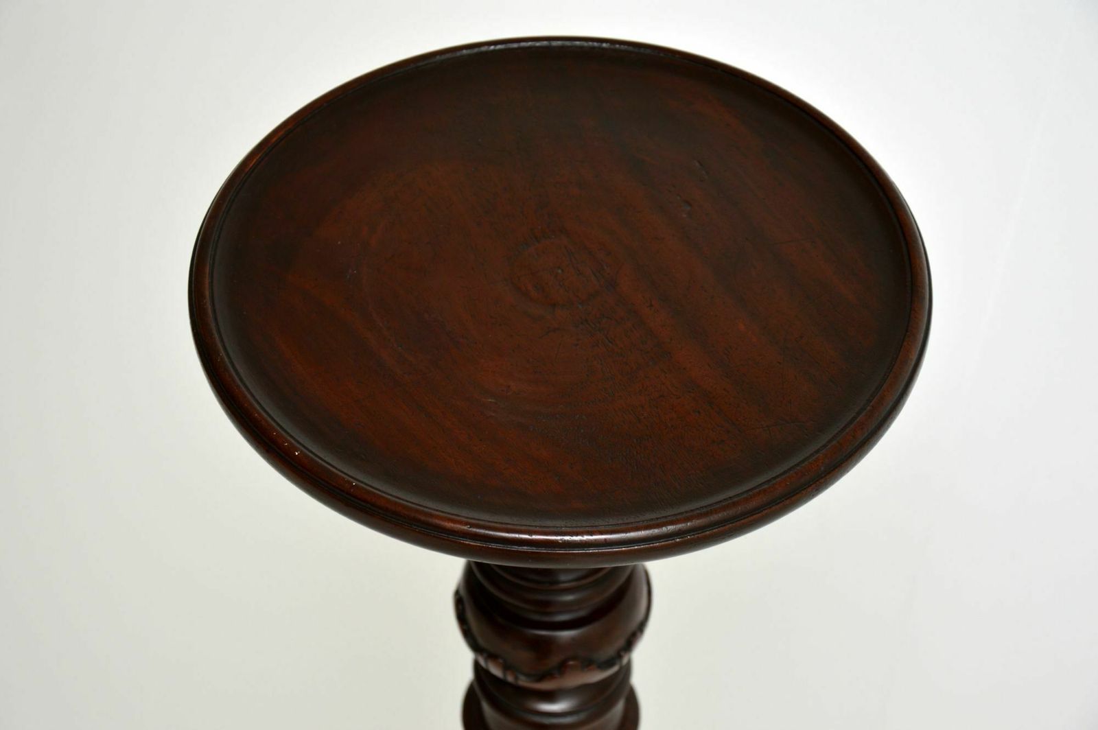 Antique Victorian Carved Mahogany Torchere / Plant Table photo for sale