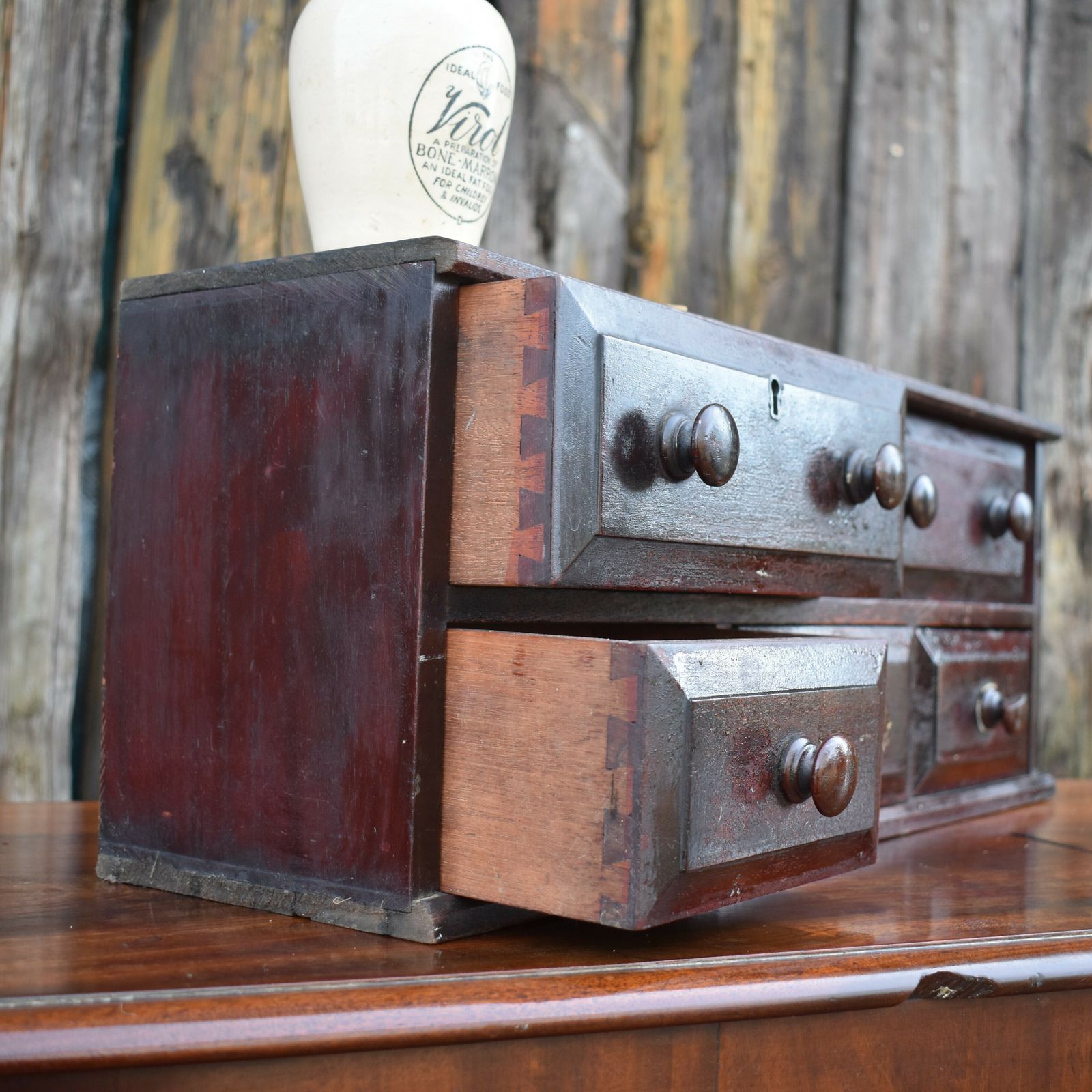 Antique Victorian Mahogany Apothecary Cabinet Haberdashery Bank Of Drawers photo for sale