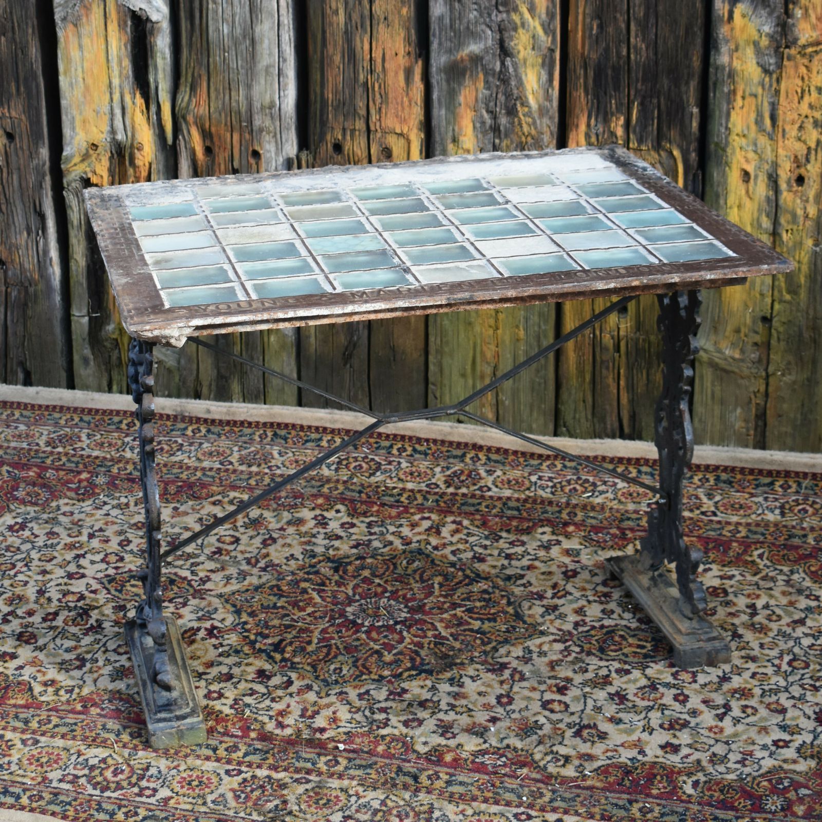 Furniture Antique Victorian Young & Marten Salvaged Pavement Light Well Cast Iron Table photo