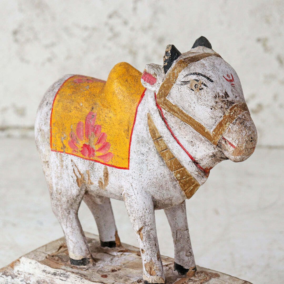 Vintage Yellow Cow On Wheels photo furniture