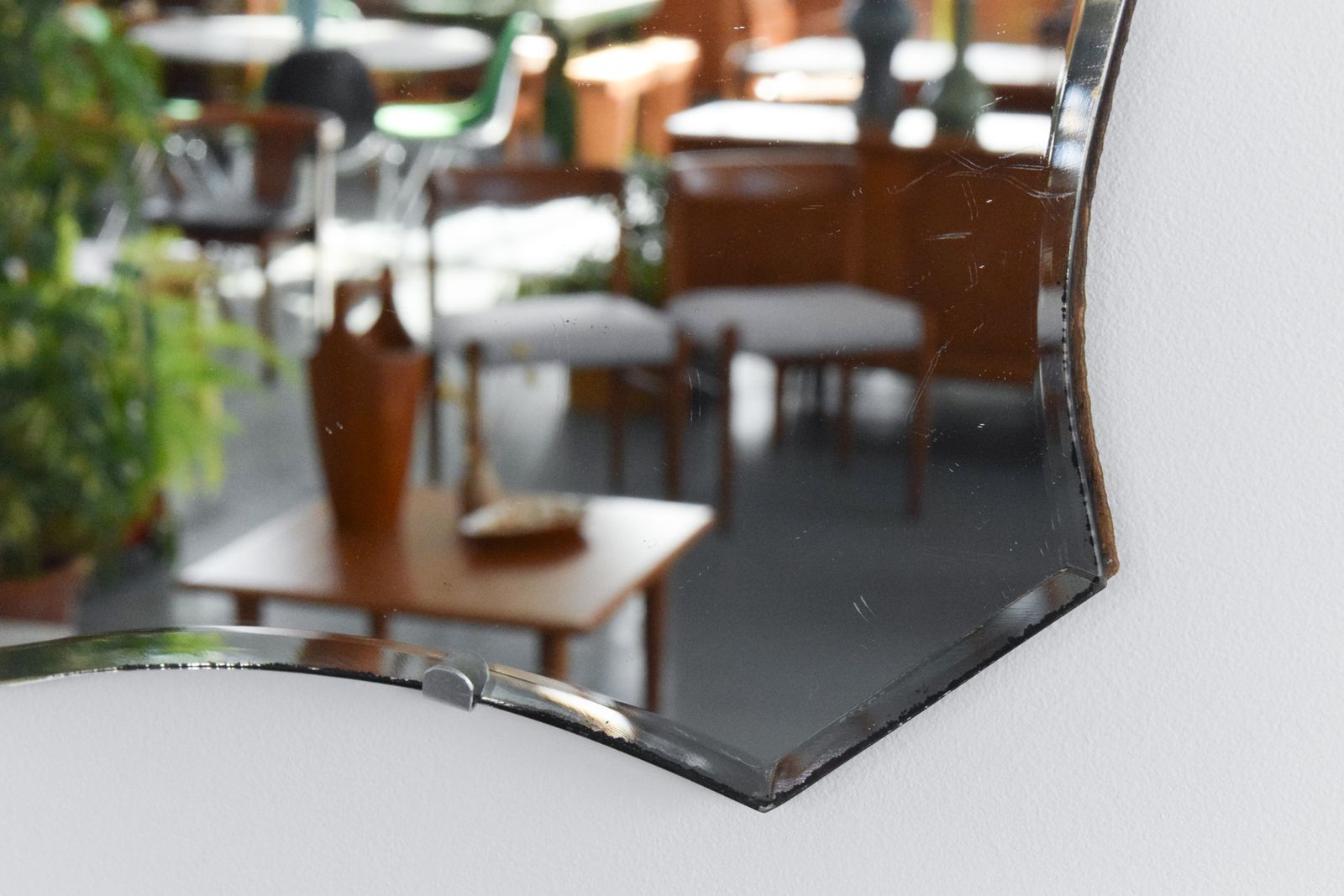 Vintage Frameless Cut Glass Bevelled Wall Mirror photo furniture