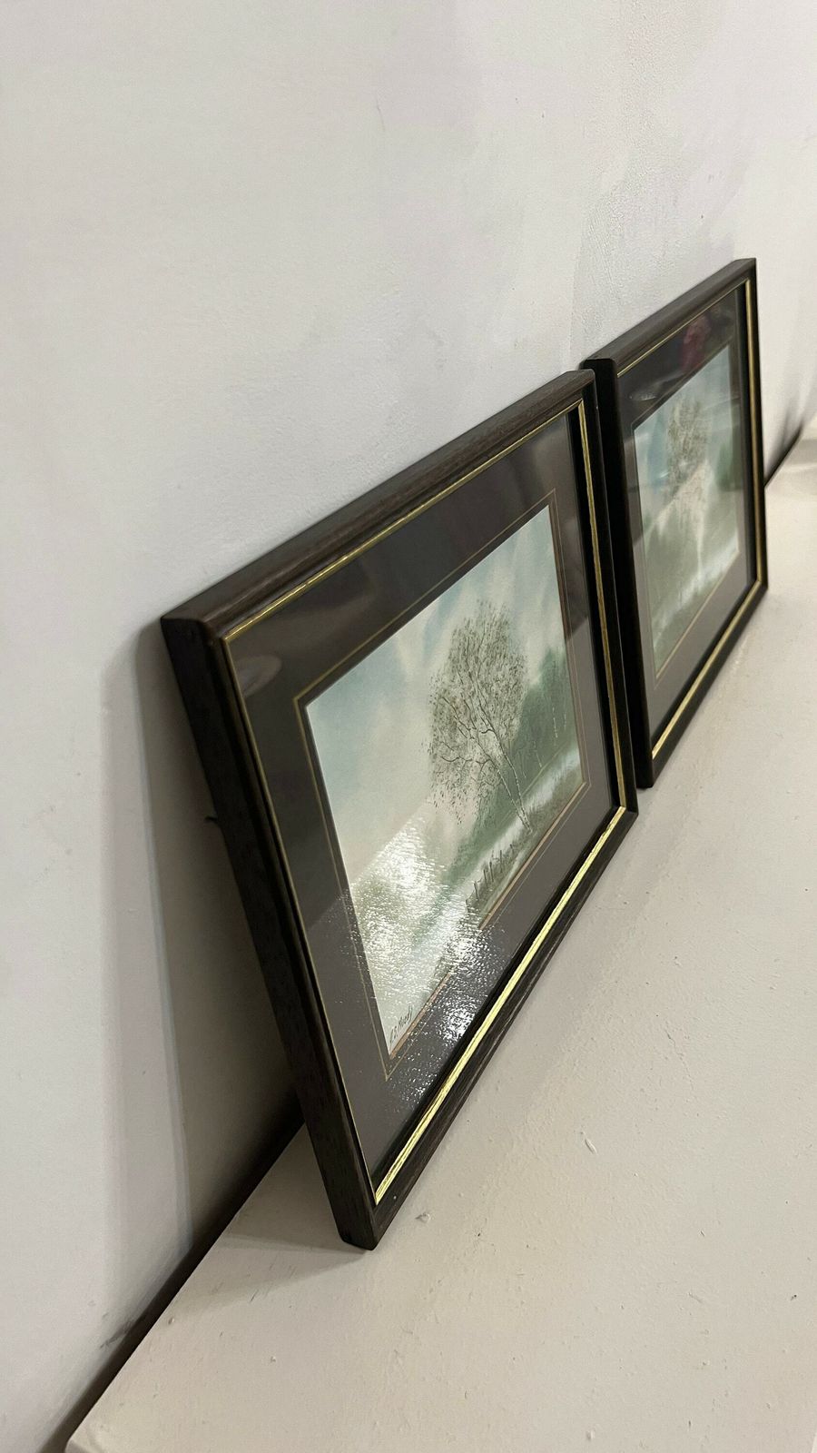 Set Of Two Signed And Framed J. S. Moody Watercolour Landscape Paintings Featuring River, Water, Forest And Birch Trees photo buy