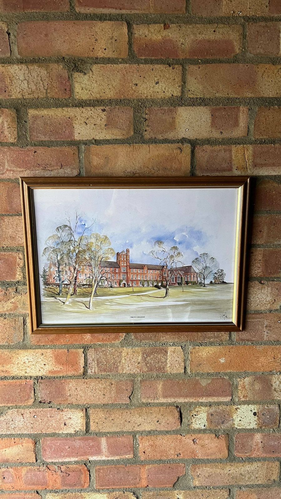 Framed Trent College (Nottingham, Uk) Genuine Vintage Print Of A Signed Watercolour Painting photo 59.0
