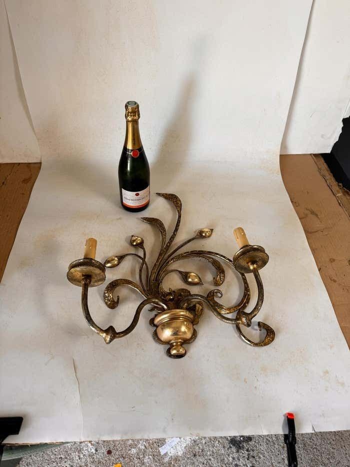 Sconce In Gilt Metal And Brass Floral Pattern France 1970 Large Model photo furniture