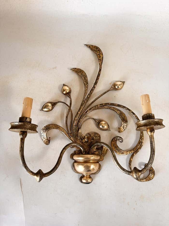 Sconce In Gilt Metal And Brass Floral Pattern France 1970 Large Model photo 472.0