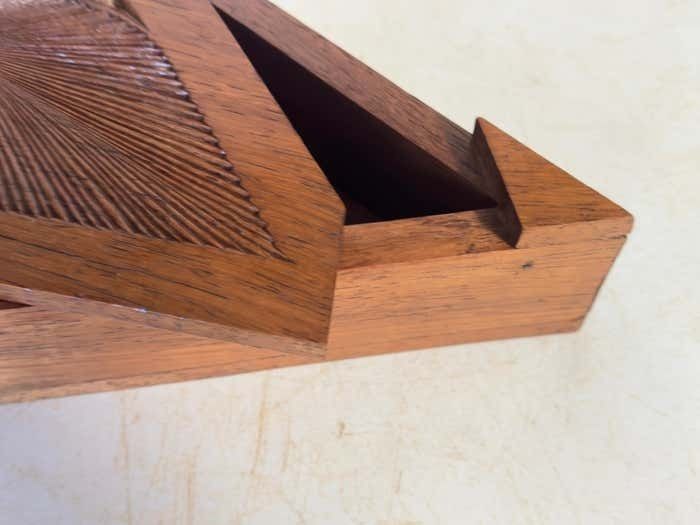 Decorative And Jewelry Box In Wood With Geometrical Pattern France 1970 photo vintage