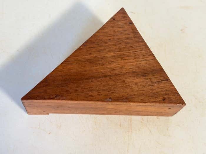 photo for sale Decorative And Jewelry Box In Wood With Geometrical Pattern France 1970