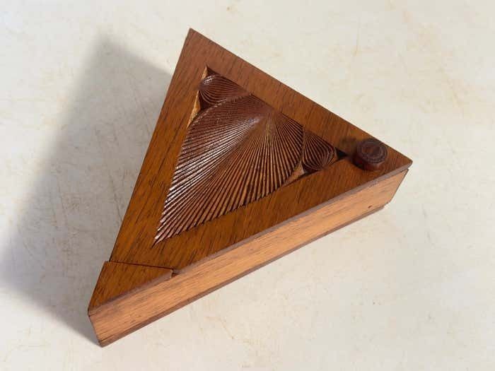 Home Decor Decorative And Jewelry Box In Wood With Geometrical Pattern France 1970 photo
