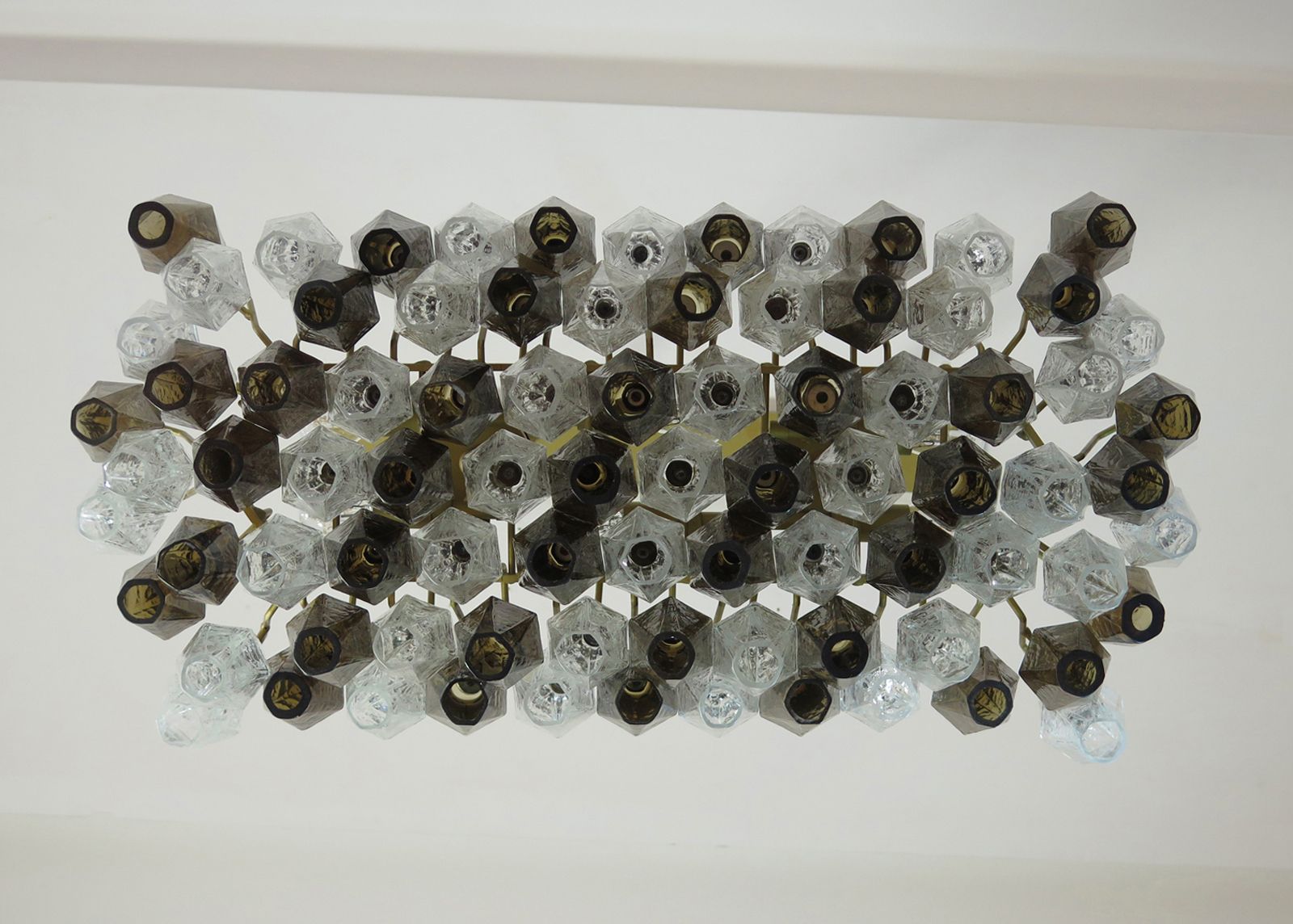 Elegant Murano Poliedri Chandelier   Carlo Scarpa   84 Glasses Trasparent And Smoked photo furniture
