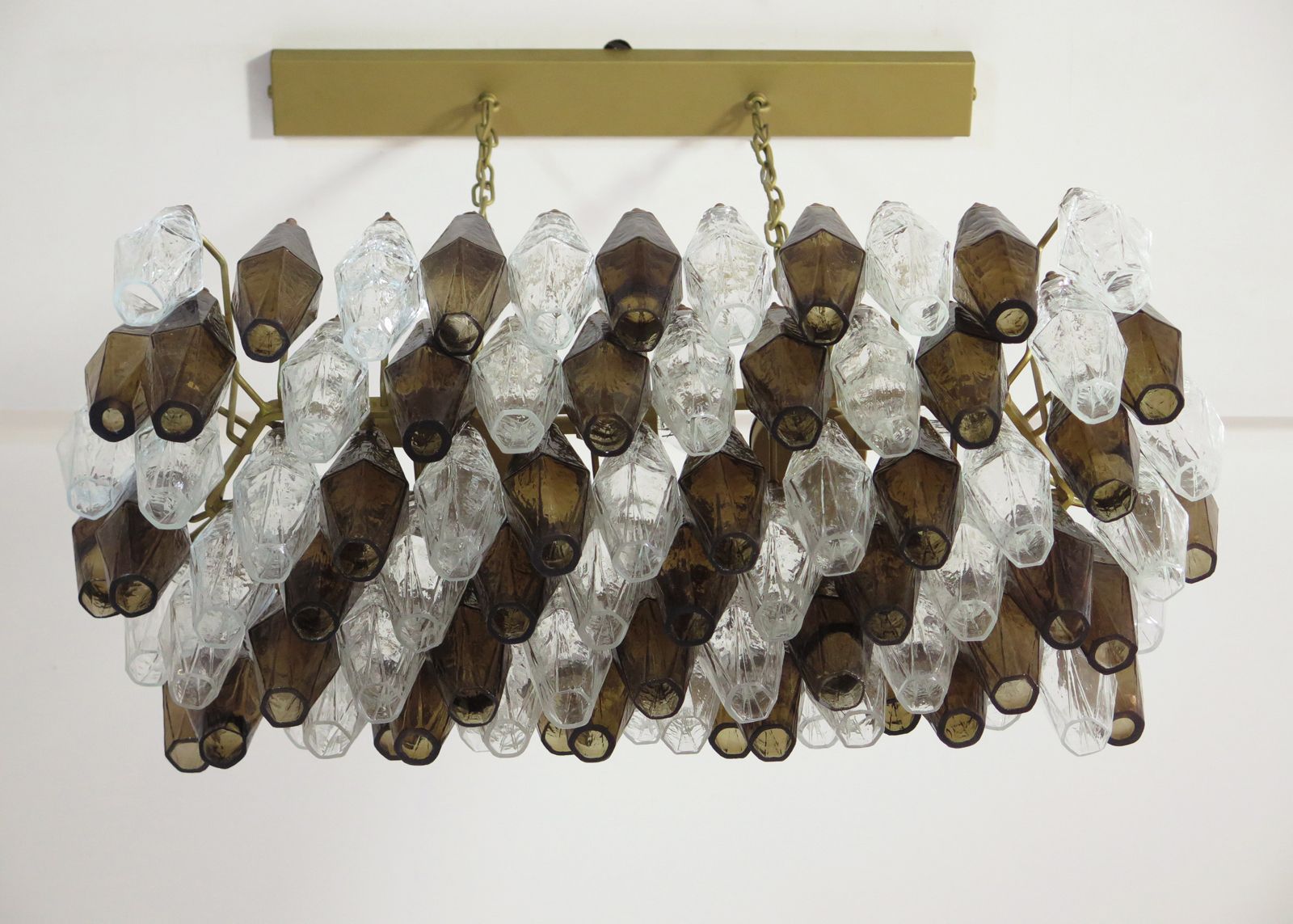 Elegant Murano Poliedri Chandelier   Carlo Scarpa   84 Glasses Trasparent And Smoked photo vinterior