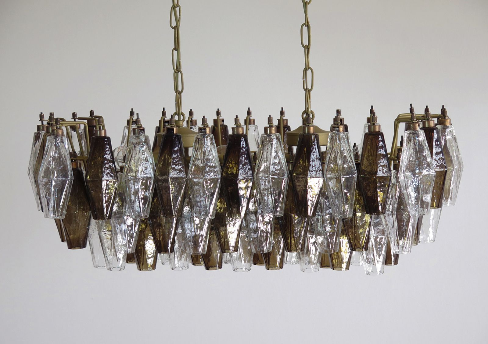 Elegant Murano Poliedri Chandelier   Carlo Scarpa   84 Glasses Trasparent And Smoked photo vintage