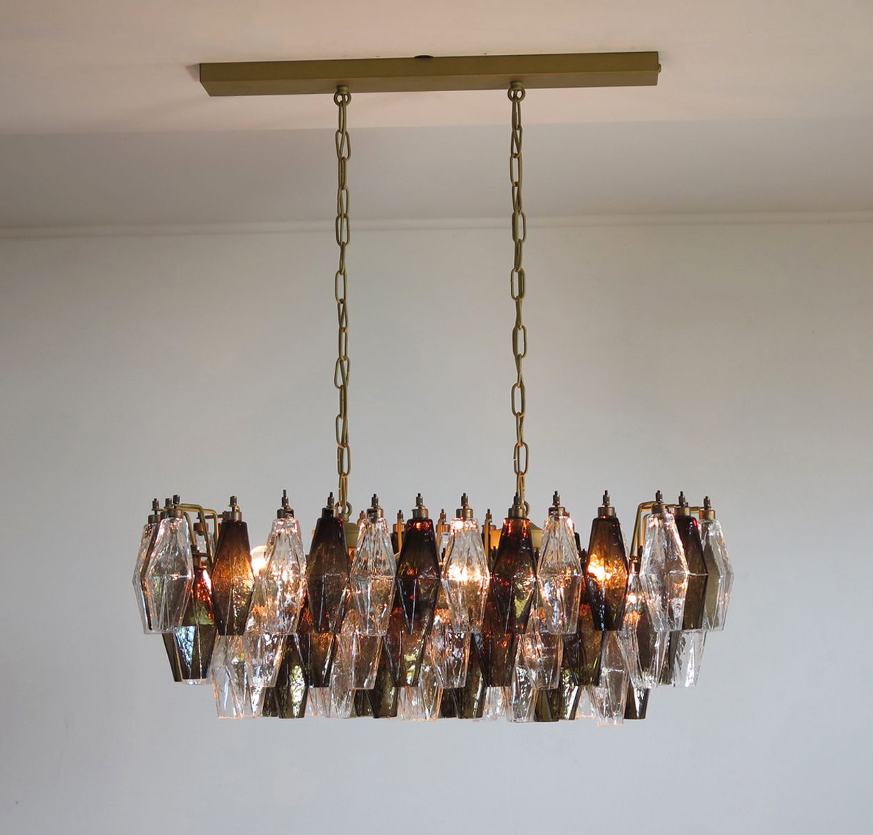 photo furniture Elegant Murano Poliedri Chandelier   Carlo Scarpa   84 Glasses Trasparent And Smoked