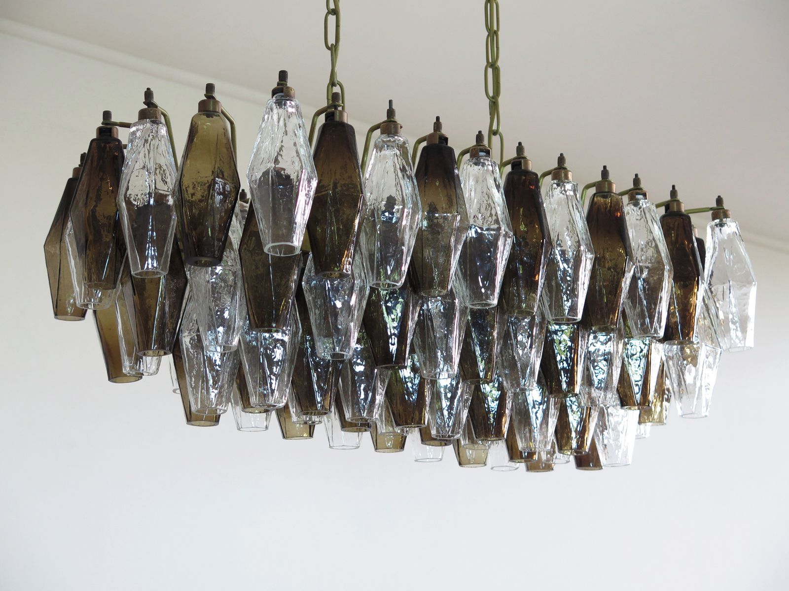 Elegant Murano Poliedri Chandelier   Carlo Scarpa   84 Glasses Trasparent And Smoked