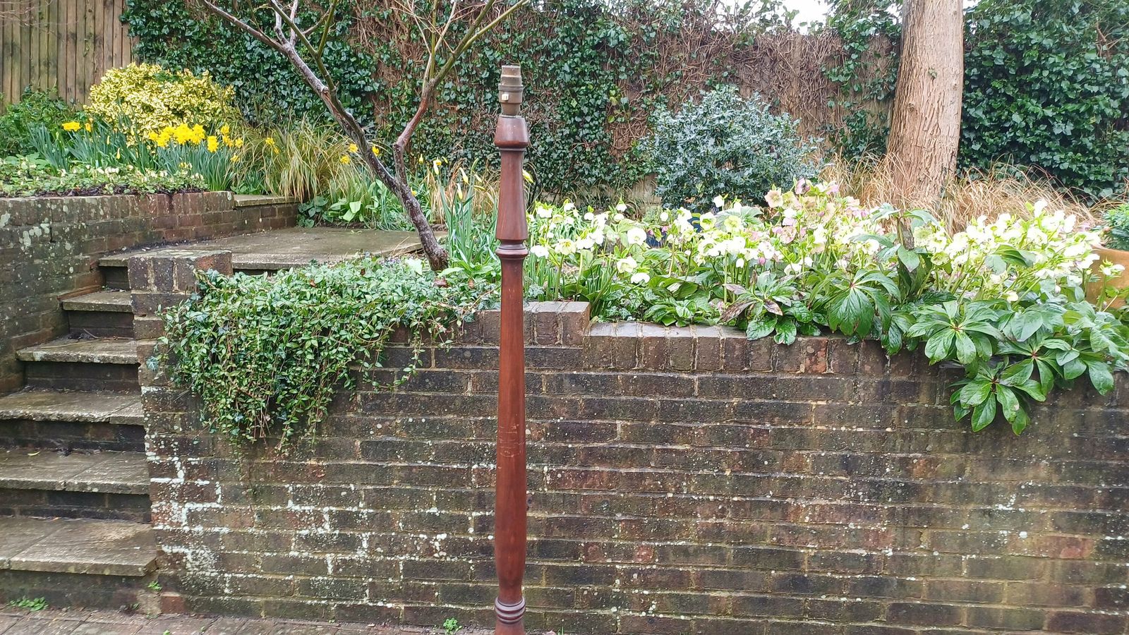 Vintage Early 20th Century Stained And Turned Standard Lamp. photo furniture