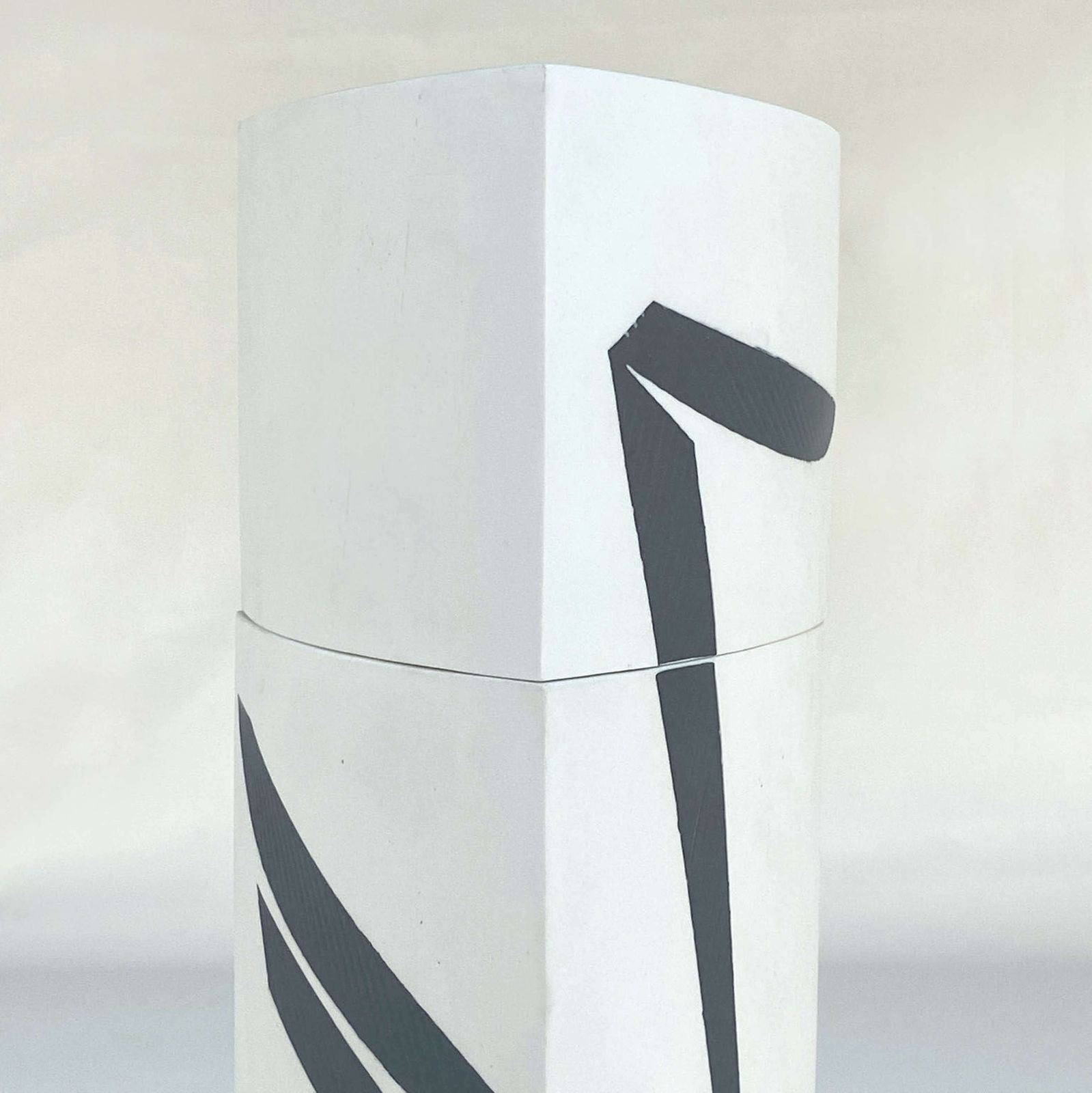 Tall Porcelain Sculpture And Vessel With Lid, White And Indigo Motiv photo for sale